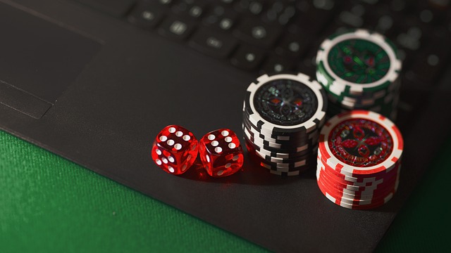Casino chips and laptop